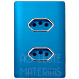 Conjunto Tomada Dupla 10A + 20A - Novara Especiais Azul Fosco